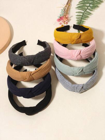 8 قطع شريط شعر مزين بعقدة، شريط رأس، شريط شعر، إكسسوارات شعر