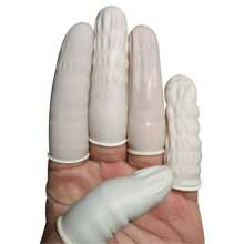 200入組加厚一次性乳膠指套,採用耐磨橡膠材料,用於家庭清潔防滑指套保護成人 - 白色 - 查看 1