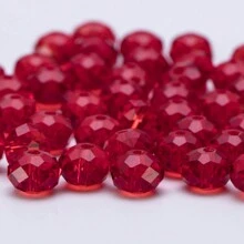 80 颗 6 毫米刻面玻璃水晶珠，颜色透明，适用于 DIY 手链、项链、耳环首饰制作 - 紅色 - 查看 9