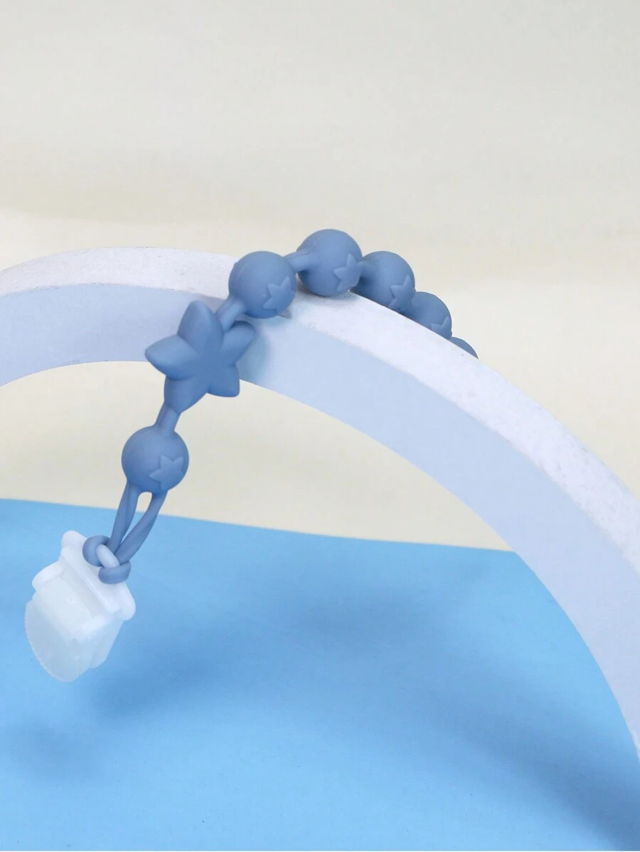 1pc Silicone Pacifier Clip 28cm With Anti-drop Strap, Blue - Blue - View 1