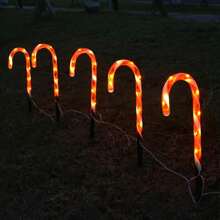 5 包圣诞灯糖果手杖灯户外路径圣诞 LED 庭院草坪路径标记灯适用于圣诞节室内外装饰，户外花园照明适用于路径、庭院、露台