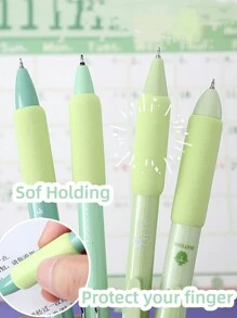 4pcs Cream Puff Gel Pens Set Soft Holding 0.5mm Ballpoint Black Color Ink for Writing Office School - Apricot - View 10