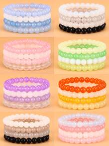 4 pcs colored beaded elastic rope healing bracelets - Multicolor - View 6