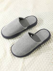 1pair High-end Men's Autumn And Winter House Slippers, Christmas Edition - Navy Blue - View 3