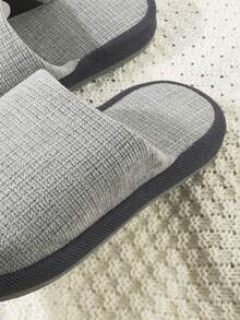 1pair High-end Men's Autumn And Winter House Slippers, Christmas Edition - Navy Blue - View 2