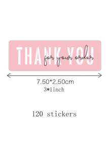 1roll/Package 120pcs Pink Floral Thank You Stickers, Gift Box Sealing Stickers, Non-Adhesive Labels,Christmas