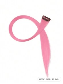 6 片彩色夹式接发，20 英寸长直发，夹式合成假发，万圣节角色扮演装扮时尚派对圣诞节新年礼物，适合女性女孩（玫瑰红） - 玫紅色 - 查看 10