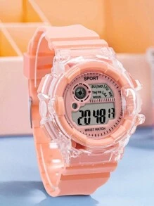 全新电子手表多功能时尚半透明表带独角兽男孩和女孩学生手表套装 - 無色 - 查看 5