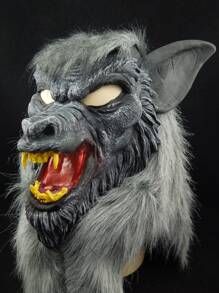 1入組男女通用成人狼人角色扮演服裝，帶有毛皮、牙齒和全頭面罩，適合各種節日、派對、舞會、搞笑惡作劇和表演