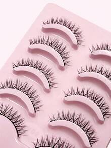Asiteo 5 Pairs Manga Lash Soft Natural Eyelashes Wispy Eyelashes Daily Dating Makeup Eyelashes - 黑色 - 查看 6