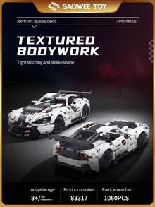 1060pcs Blocks Dodge Viper Super Racing Car DIY Creative Super Racing Car Model Building Block Sets Best Gift Toys For Boys&Girl - Multicolor - View 3