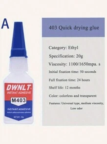 超強膠 403 406 401 460 495 防水高強度低氣味瞬間黏合劑,適用於金屬、塑膠、橡膠,1入裝 - 白色 - 查看 8