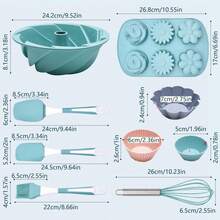12入組不粘硅膠烘焙套裝 - 彩色 - 查看 10