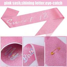 1 套 16 歲生日蠟燭飾帶和頭飾,這是我的 16 歲生日飾帶水鑽皇冠生日快樂蛋糕裝飾箔 16 個氣球女孩生日禮物派對裝飾品用品頭帶髮梳 - 16th - 查看 3