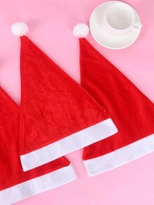 1 件紅色不織布兒童聖誕帽聖誕裝飾 - 紅白色 - 查看 5