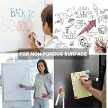 8/16 PCS magnetic dry wipe markers with thin nibs, 8-color white board markers, with rubber eraser cap, low odor white board markers, children's teacher thin dry wipe markers - Multicolor - View 6