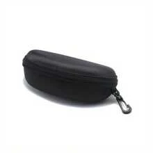 1pc Men's Sunglasses Case With Hook, Zipper Closure, Can Be Used As Glasses Case Or Eyeglasses Box - Black - View 1