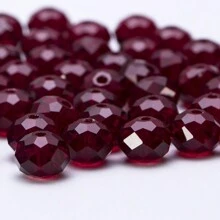 60 颗 8 毫米多面水晶珠，透明红色，适用于 DIY 手链、项链、耳环首饰制作 - 酒紅色 - 查看 3