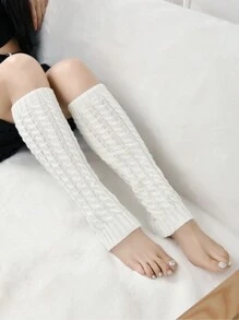 冬季韓式堆堆襪腿暖腳套,白色 - 黑與白 - 查看 3