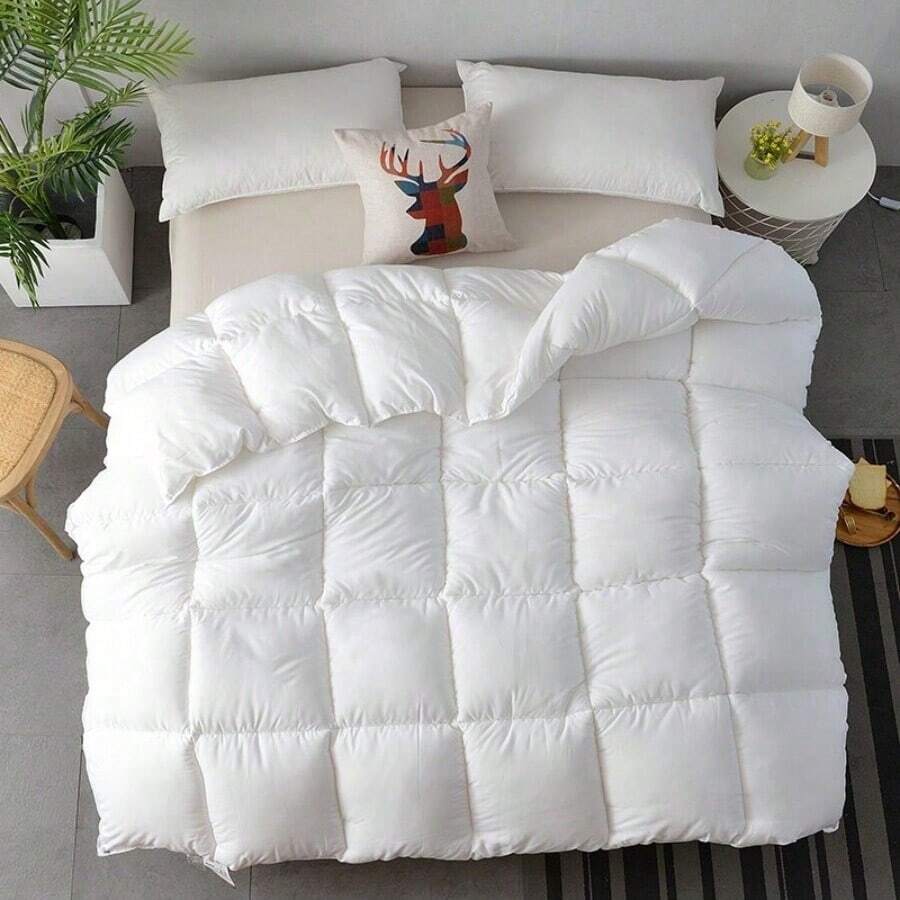 YIHE 1pc Bedding Comforter - Warm Comforter Alternative For Autumn/Winter, 3D Polyester Fiber Filled, Fluffy & Breathable Microfiber Bedding Comforter With Corner Tabs - White