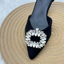 可拆卸鞋扣裝飾鞋夾花朵設計水鑽鞋配件適用於高跟鞋和高跟鞋 - 金色 - 查看 5