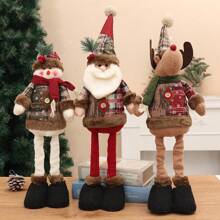 New Christmas Santa Claus Retro Small Stretchable Checkered Fabric Ornaments, Decoration For Hotel, Bar, And Mall, Christmas Themed Events And Parties, Home Decorative Ornament