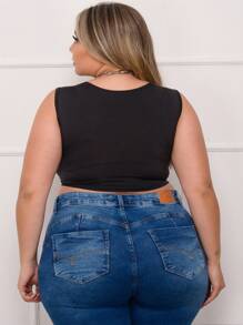 Plus Size Tank Tops & Camis - Negro - Ver 2