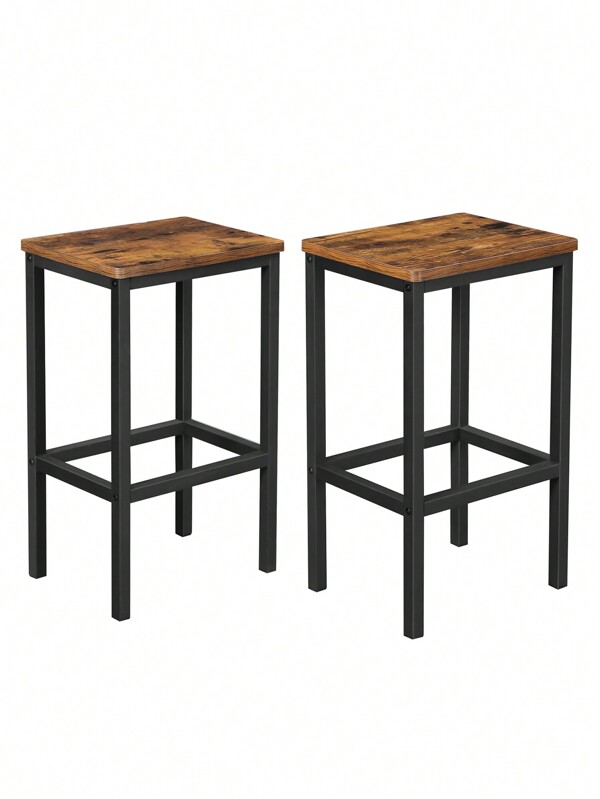 VASAGLE Barhocker, 2er Set, Barstühle, Küchenstühle, für Küche, Wohnzimmer, Esszimmer, 40 x 30 x 65 cm, vintagebraun-schwarz LBCDE65X