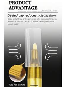 1 set Pluma marcador pintura con recargable tinta , dorado , plata , blanco & negro color , alta temperatura resistente , impermeable , a prueba de sol , para de coche , rueda , reparar - Multicolor - Ver 10