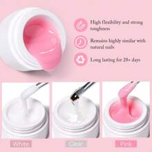 XEIJAYI 1支白色固体延长胶，适用于指甲，硬质延长胶，不粘腻，可用于美甲雕塑、亚克力延长胶，适合美甲艺术、美甲DIY、沙龙美甲，女士礼物 - 白色 - 查看 7