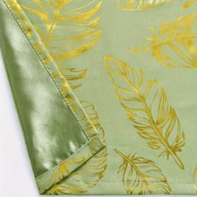 Cortinas Verde Jacquard Con Estampado De Hojas Y Papel Dorado - Verde - Ver 5