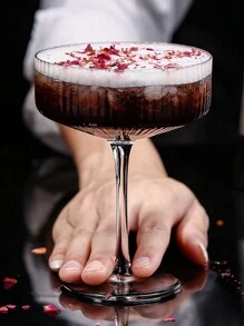 1pc 280ml Transparent Glass Ribbed Cocktail Glass, Ice Cream Bowl, Cold Drink Cup, Milkshake Cup - Clear - View 1