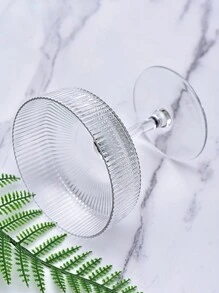 1pc 280ml Transparent Glass Ribbed Cocktail Glass, Ice Cream Bowl, Cold Drink Cup, Milkshake Cup - Clear - View 10