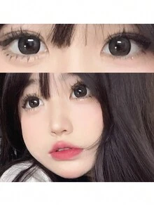 1副（2片）彩色隐形眼镜新到货。外观自然的彩色隐形眼镜，发货快，使用1年，适合日常佩戴，万圣节装饰 - 灰奶色 - 查看 2