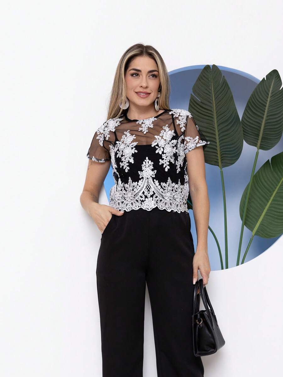 Women Tops - 黑色 - 查看 1