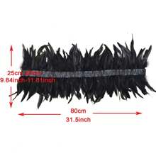 Accesorio de disfraz de chal de plumas de colores largos de estilo gótico, bufanda con cuello falso negro de plumas para fiesta de Halloween disfraz