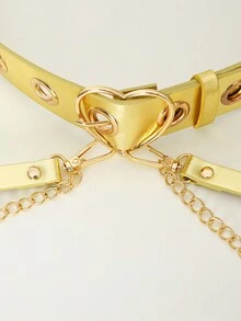 心型腰帶+腰鍊 - 金色 - 查看 3