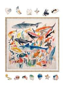 1pc Set Of Interesting Asymmetric Wood Block Pattern Adult Home Party Decoration Hanging Picture Wooden Puzzles - Multicolor - View 1