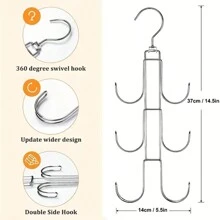 1pc 360 Degree Rotatable Metal Purse Hanger Organizer For Closet - Keep Purses Visible And In Good Condition - Space Saving Backpack Rack - SilveryStorage Bag School Supplies School Accessories Back To School Room Decor Home Decor University Students Organizer