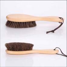 1pc Soft Horsehair Shoe Brush With Long Wooden Handle For Shoe Cleaning, Shoe Polishing - Multicolor - View 2