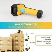 Netum 升級版 Qr 工業無線條碼掃描器,帶充電底座,無線 2d 1d 條碼讀取器 2600mah 防摔保護 防震防塵 免提 適用於 Windows Android Ios (nt-1200) - 藍色 - 查看 3