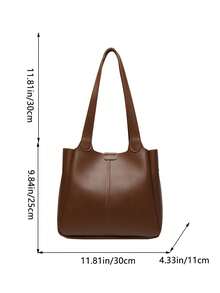 Bolso tote unicolor de gran capacidad de mujeres - Marrón - Ver 5