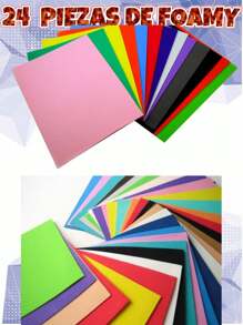 24 HOJAS DE FOAMY DE COLORES - Multicolor - Ver 1