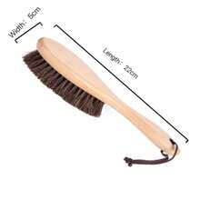 1pc Soft Horsehair Shoe Brush With Long Wooden Handle For Shoe Cleaning, Shoe Polishing - Multicolor - View 3