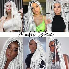 3 件裝 24 吋巨型編織接髮高溫麻花鉤針編織女 Kanekalon 耐熱合成頭髮(白色)