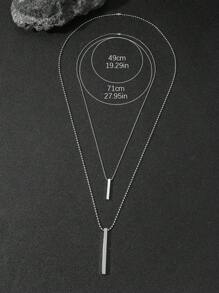 2 Piezas De Collares Con Diseño Cuadrado De Metal, Sencillos Y Elegantes De Varias Capas, Adecuados Para El Uso Diario De Parejas