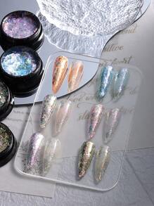 水晶蛋白石指甲片 Y2K 粉紫色全息闪光指甲亮片极光镀铬箔粉 DIY 美甲装饰指甲饰物指甲宝石指甲用品 - 彩色 - 查看 4