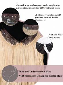 合成鱼线接发 20 英寸 160 克长波浪假发卷发隐形隐形线一体式接发假发女士 - 香檳色 - 查看 5