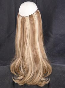 合成鱼线接发 20 英寸 160 克长波浪假发卷发隐形隐形线一体式接发假发女士 - 香檳色 - 查看 2