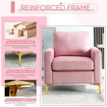 Velvet Accent Chairs Set Of 2, Mid Century Modern Single Sofa Chair, Tufted Upholstered Armchair, Reading Lounge Club Chair For Living Room, Bedroom, Comfy Accent Sofa Chairs - 粉色 - 查看 4
